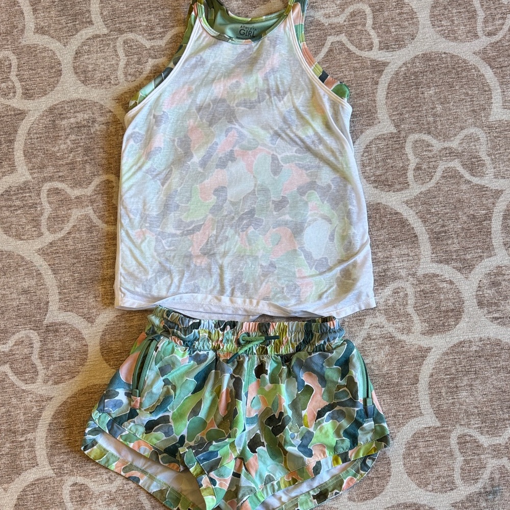 Athleta Girl Girls Camo Tank and Shorts Set size small 7